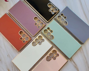 Shockproof Gold Trim Case Cover For Samsung Galaxy S21 S22 S23 S24 Plus Ultra FE A15 A24 A25 A34 A54 4G 5G