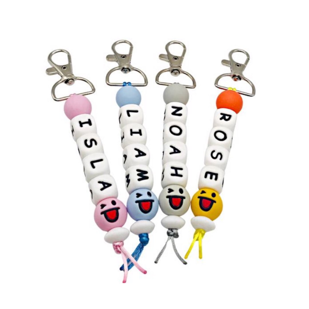 Keyring Bag Charm Name Tag Personalized Silicone Beads Etsy