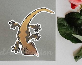 Crested Gecko Sticker, Laminated Sticker, Waterproof Sticker, Gift for Reptile Lovers, Herp Stickers