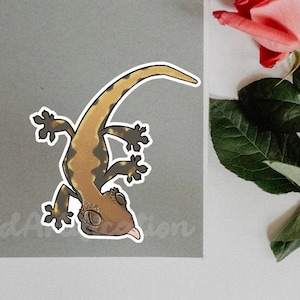 Crested Gecko Sticker, Laminated Sticker, Waterproof Sticker, Gift for Reptile Lovers, Herp Stickers