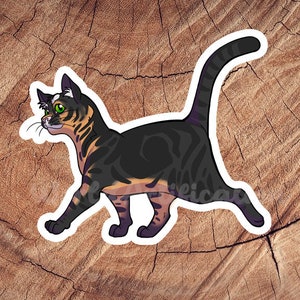 Sticker houtskool oranje gestreepte kat kort haar, waterdichte stickers, gelamineerde stickers, cadeau voor kattenliefhebbers, kattensticker