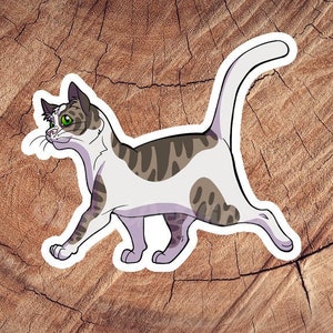 Tabby Piebald Short Hair Cat Sticker, Waterproof Stickers, Laminated Stickers, Gift for Cat Lovers, Cat Decal