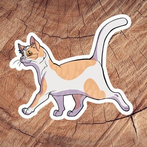 Orange Tabby Piebald Short Hair Cat Sticker, Waterproof Stickers, Laminated Stickers, Gift for Cat Lovers, Cat Decal
