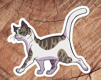 Tabby Piebald Short Hair Cat Sticker, Waterproof Stickers, Laminated Stickers, Gift for Cat Lovers, Cat Decal