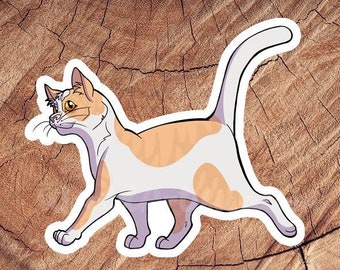 Orange Tabby Piebald Short Hair Cat Sticker, Waterproof Stickers, Laminated Stickers, Gift for Cat Lovers, Cat Decal