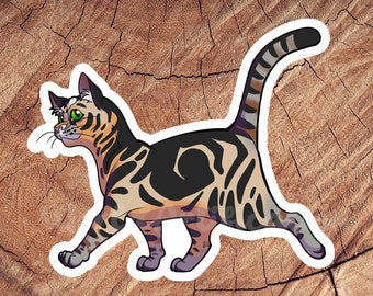 Black Orange Tabby Short Hair Cat Sticker, Waterproof Stickers, Laminated Stickers, Gift for Cat Lovers, Cat Decal