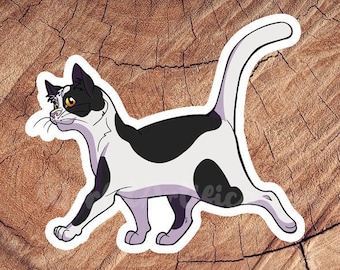 Black and White Short Hair Cat Sticker, Waterproof Stickers, Laminated Stickers, Gift for Cat Lovers, Cat Decal