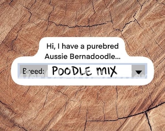 Poodle Mix Sticker, Waterproof Sticker, Laminated Sticker, Vet Med Gift, Funny Vet Med Stickers, Vet Med Car Decal, RVT, Doodle Sticker