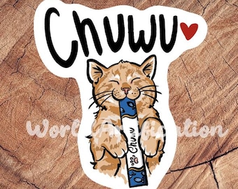 Adesivo de gato Chuwu, adesivos à prova d'água, adesivos laminados, presente para amantes de gatos, decalque de gato