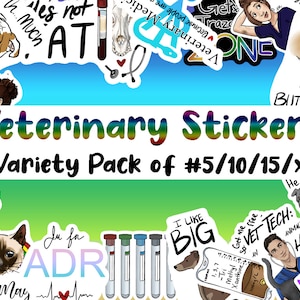 Veterinary Variety Sticker Pack, Laminated Stickers, For Animal Lovers Gift, For Veterinary Professionals Gift, Vet Tech Gift