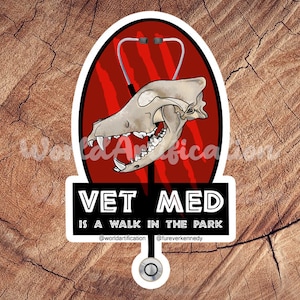 Vet Med-sticker hond schedel, gelamineerde sticker, waterdichte sticker, voor dierenartsen