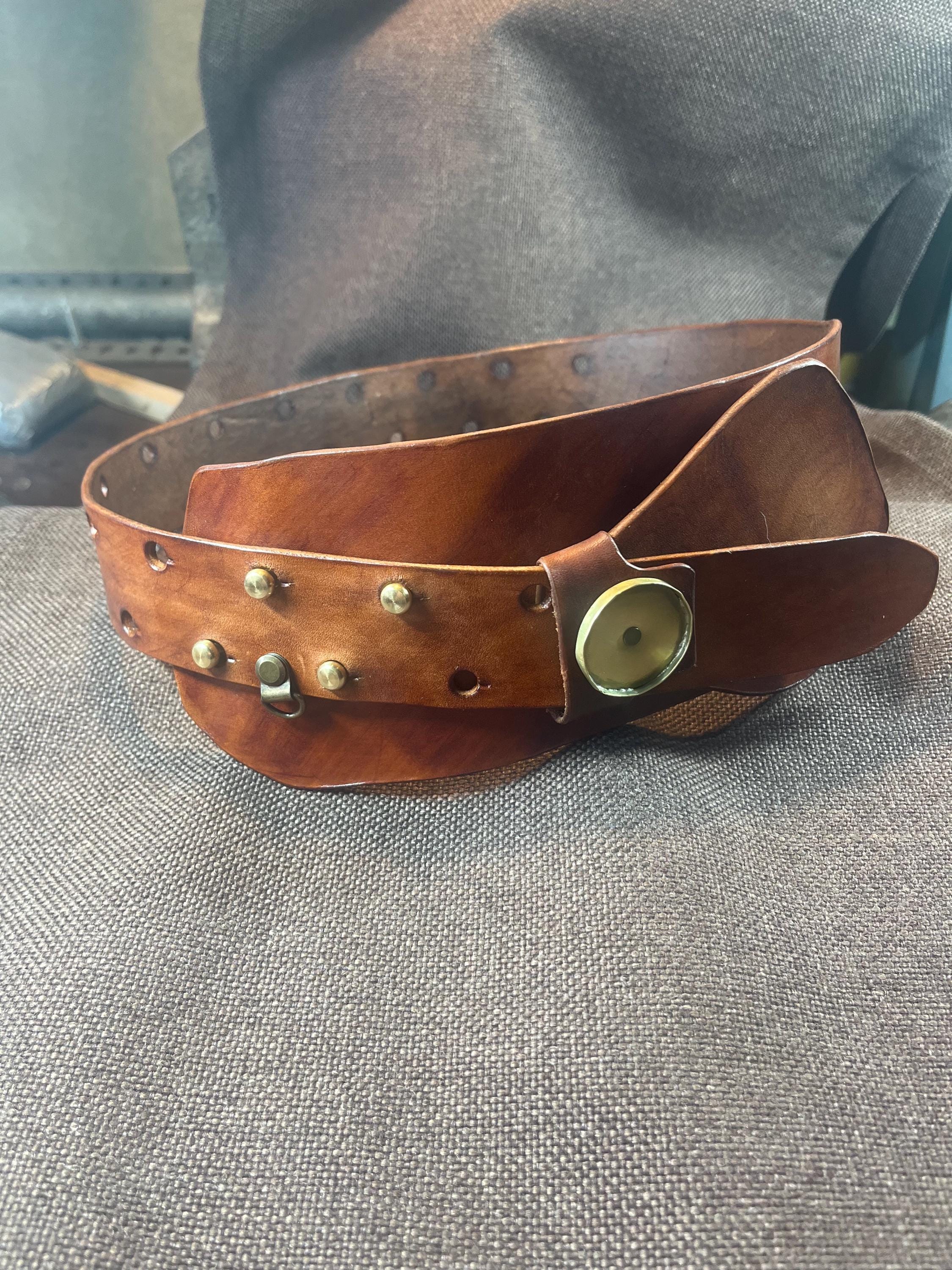 HIPSTIRR Brown Leather 2 Pocket Tassel N Laced Belt Festival Brass Cosplay Amazon.com | Gorgeous Genuine Leather Pocket Belt, 3 pocket  main image 3
