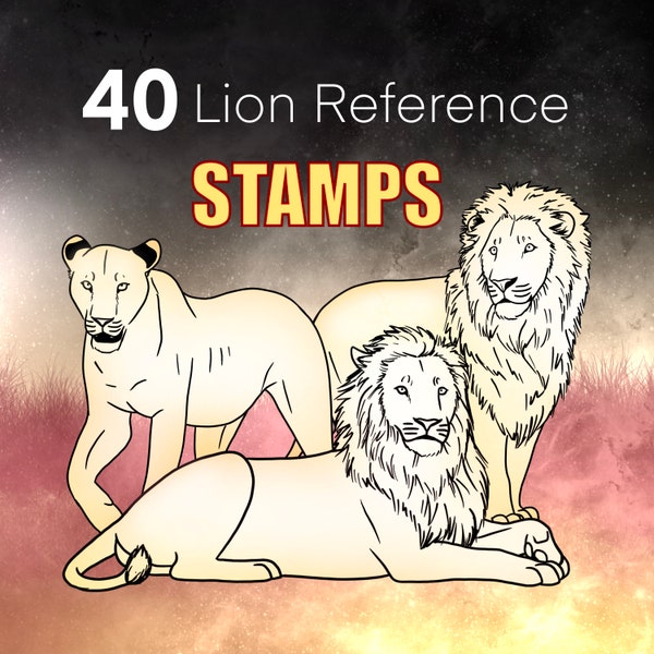 40 Lion Reference Stamps for Procreate, Dynamic Lion Procreate Stamps, Procreate Brushes Lions