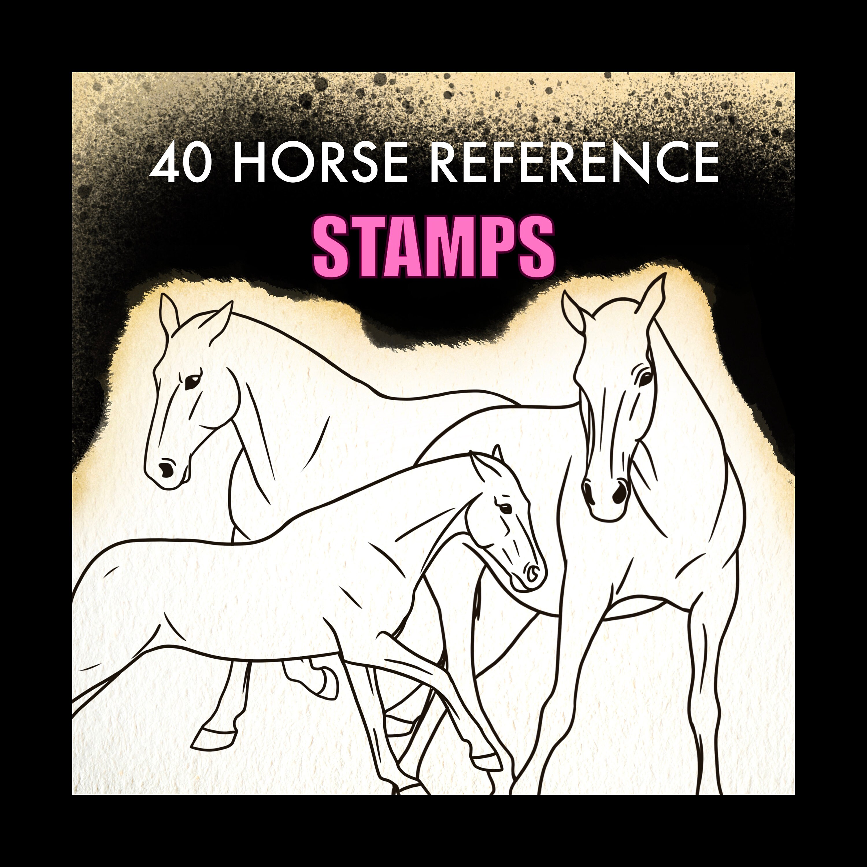 40 Horse Reference Stamps for Procreate, Dynamic Horse Procreate Stamps