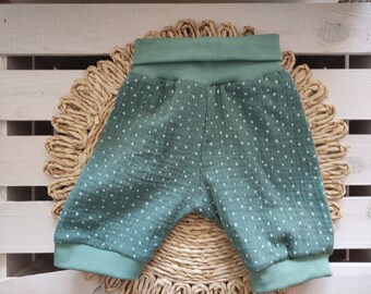 Bloomers Short Muslin Dots Dusty Green Size 56 to 116