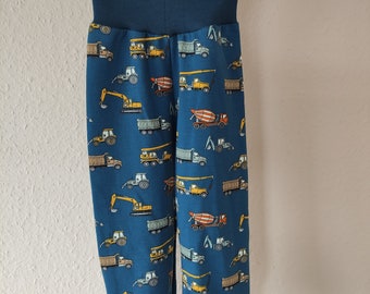 Baby and children's harem pants excavator size 56-116 with French terry fabric