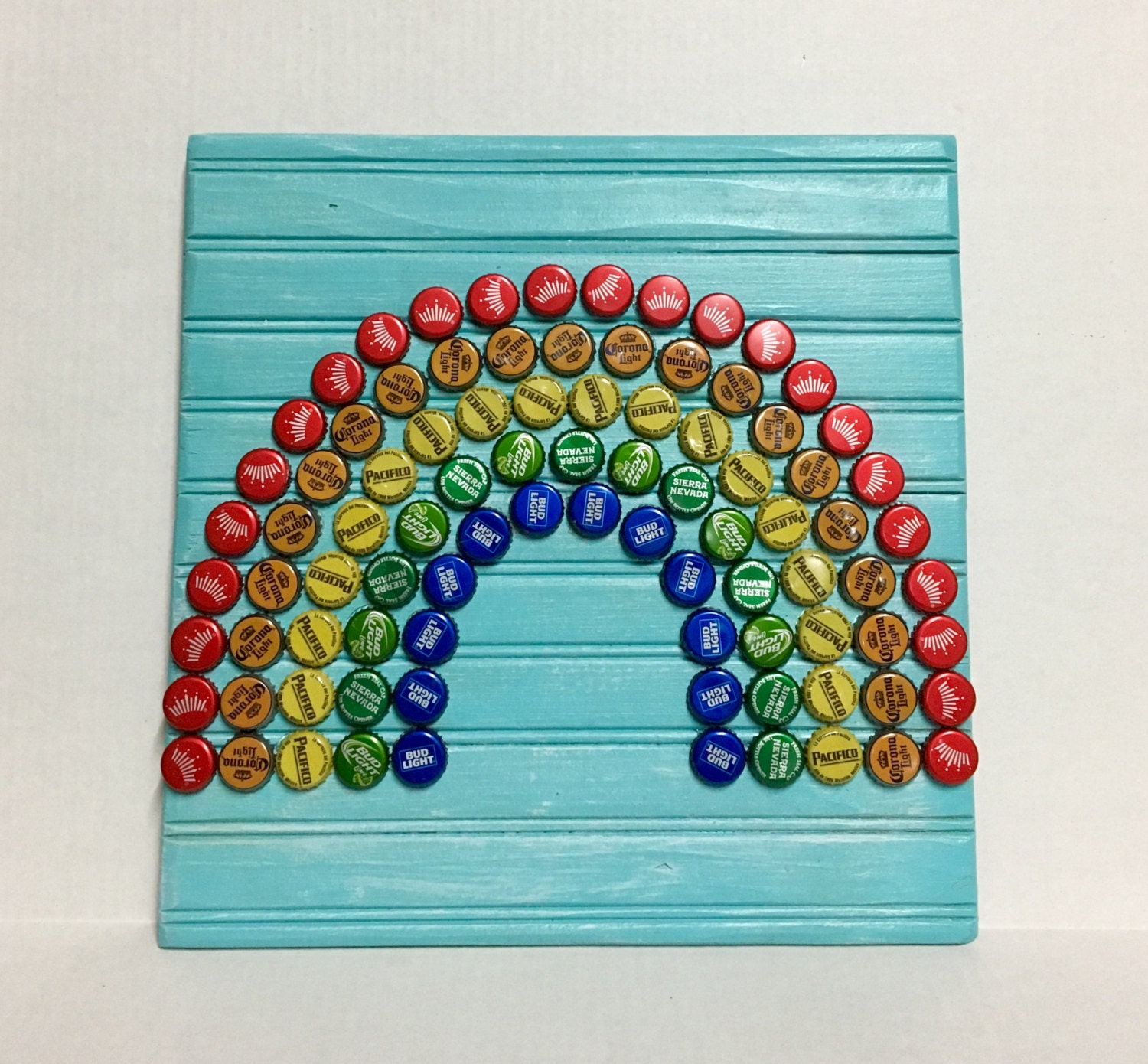 Rainbow Bottle Cap Wall Art Etsy