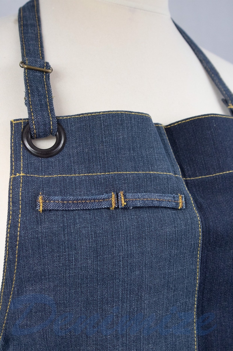 blue cooking apron Denim apron chefs apron chefsgardening apron. recycled jeans apron