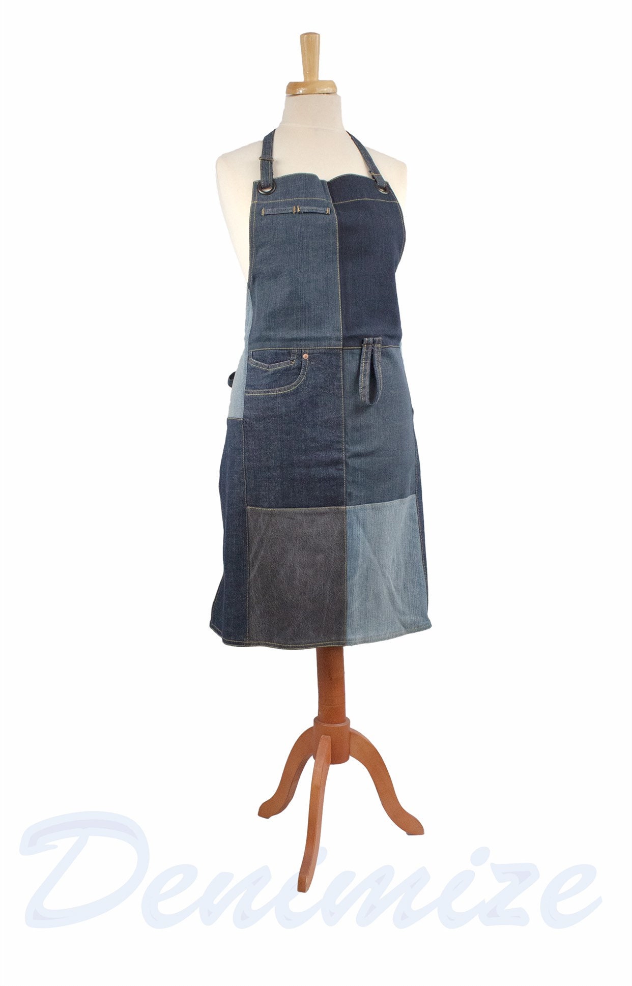 Denim Apron, Recycled Jeans Apron, Chefs Apron , Blue Cooking Apron