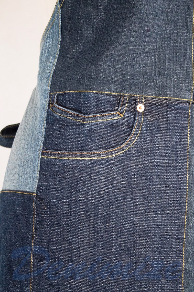 blue cooking apron Denim apron chefs apron chefsgardening apron. recycled jeans apron