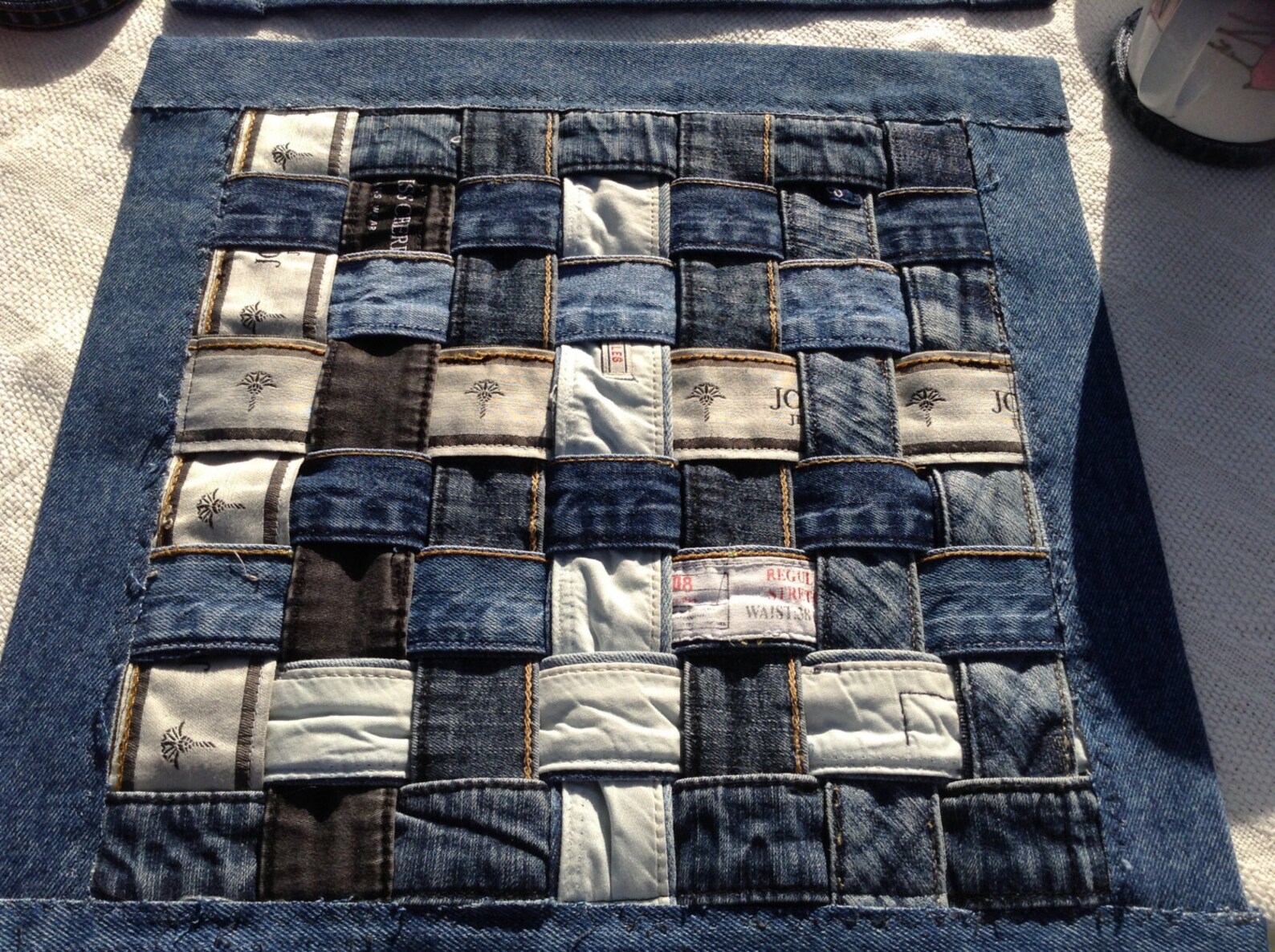 Recycled Denim/jeans Unusual Place Matts, PIXEL Place Matts, Ooak ...