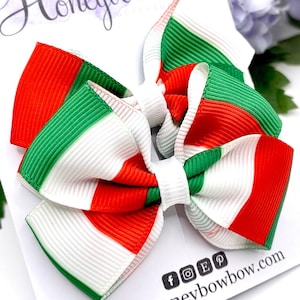 Italien Flagge Haarschleifen, Italien Haarschleife, rot weiß grün, Italienische Haarschleife, 6,5 cm Clips