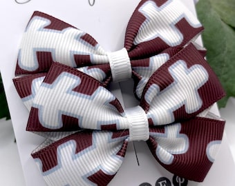 Football hair bows, American foot ball hair accessories, girls football gift,