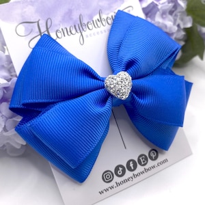 Royal blaue Haarschleife, royalblaue Schulschleife, blaue Schleife, 3,5 cm Haarschleife, doppelte Tux Schleife,