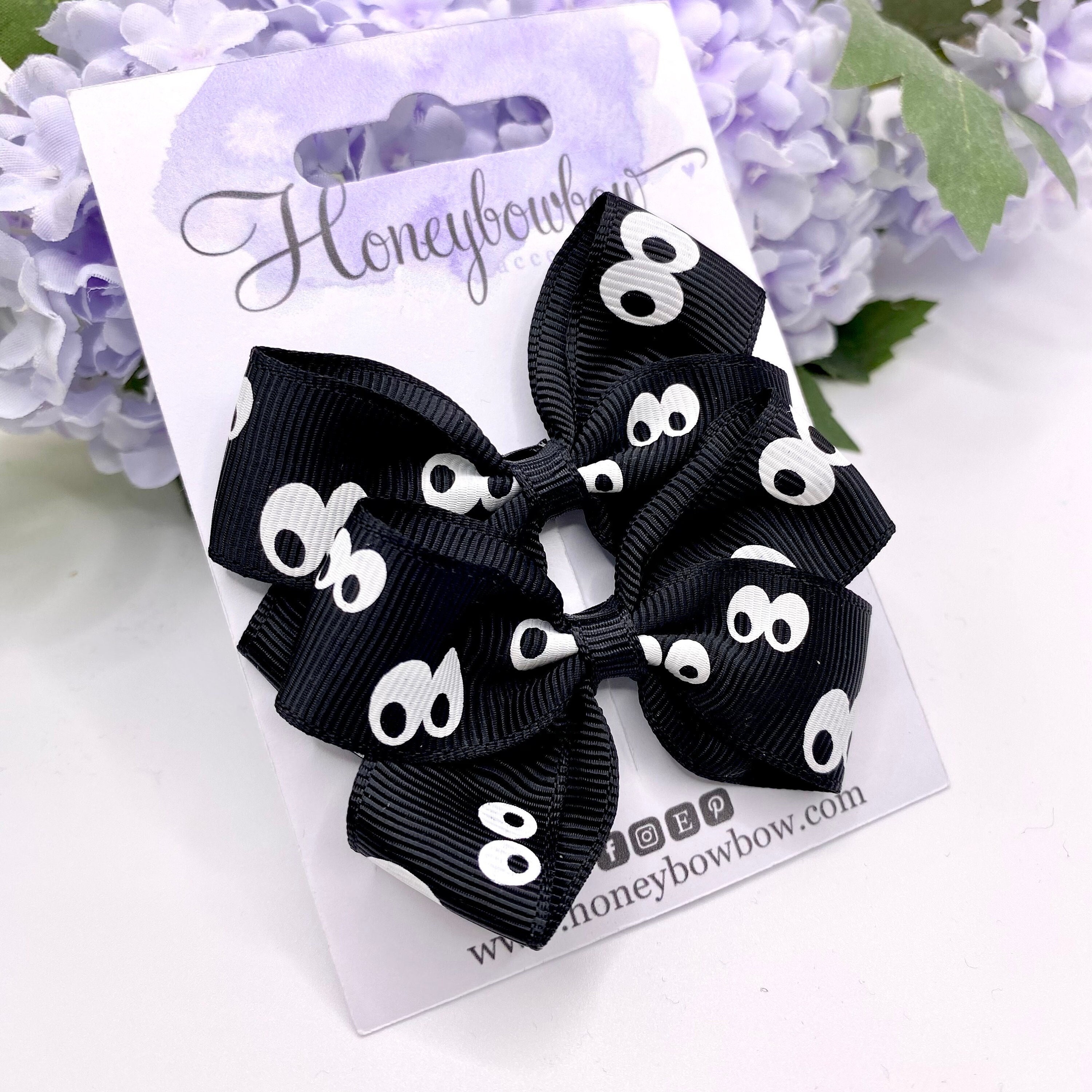 Black?Awesome spooky Eyeball ribbon bow clips 2 black Sa88da5071fc44a09a77891a4a7b11  main image 3
