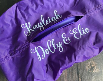 Personalised tack tray cover, personalised grooming kit, tack tray cover, purple tray cover, red tack cover, navy cover, horse rider