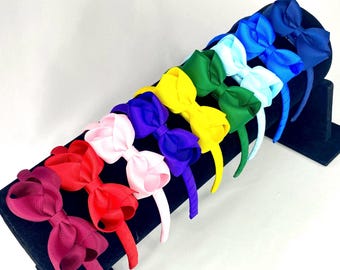Ribbon headband, alice band with bow, Bowtique bow headband, 2.75 inch bow