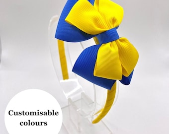 Pretty headband, alice band with bow, two colour bow headband, customised headband bow, two colour head band, custom colour head band