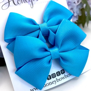 Island Blue Schleifen, 5,5 cm Schleifen, kleine Schulschleifen, Haarschleifen mit Schleifen