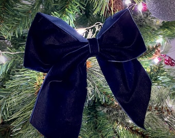 NAVY velvet Christmas tree bows, velvet bows for Christmas tree, navy Christmas decorations, navy Christmas tree bows, navy velvet bows