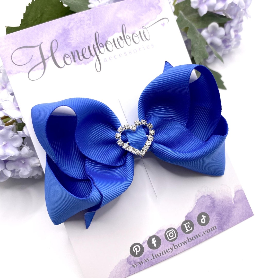 Royal Blue Bowtique Bow, Blue Ribbon Hairbow, Ribbon Hair Bow, Royal Blue Ribbon Bow, Royal Blue ...