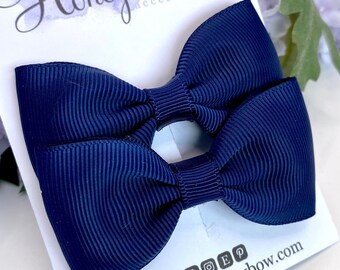 Noeuds pour cheveux en ruban bleu marine, noeuds scolaires bleu marine, noeuds scolaires bleu marine, pompons bleu marine, noeuds pour cheveux bleu marine de 3 pouces,