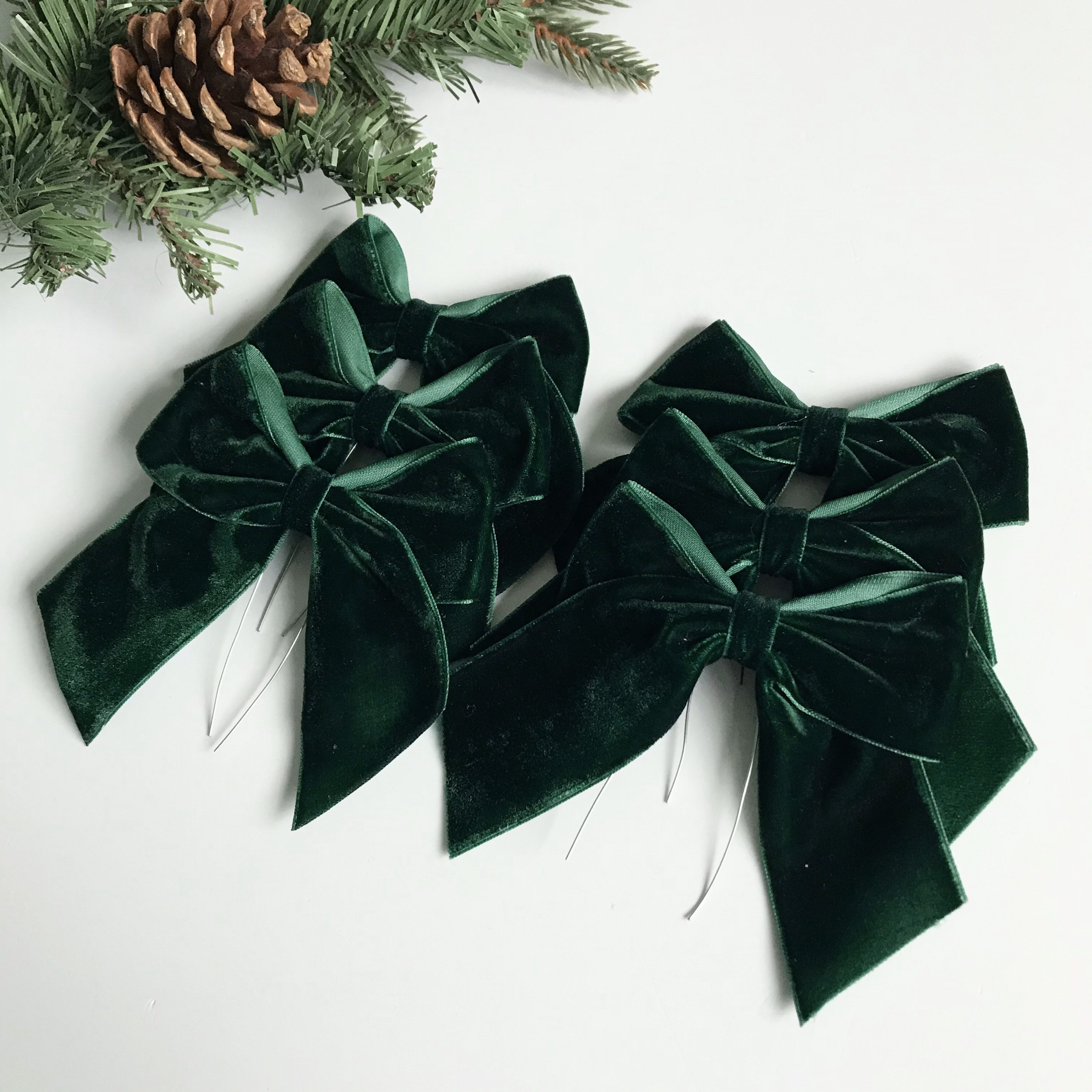 Green velvet bows for christmas tree Outlet