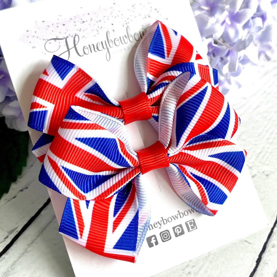 Coronation Hair Bow Union Jack Hair Clip Coronation Hair Etsy