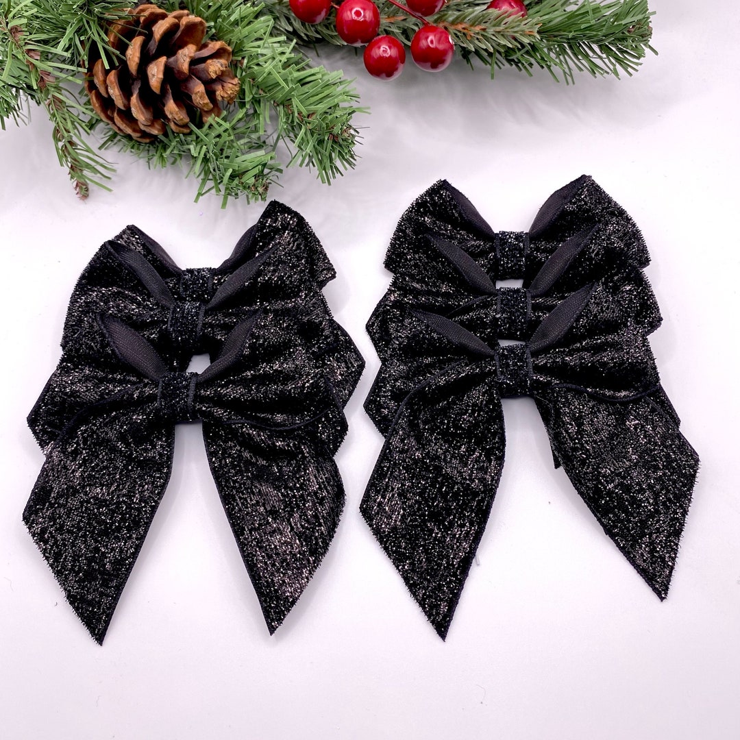 Black Christmas Tree Bows Christmas Decorations Set of 6 - Etsy