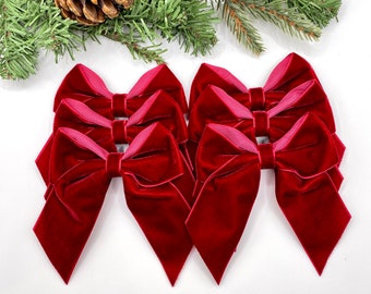 Red Decorative Bows / Christmas Red Decor Bows / Set of 4 / Red Bows /  Christmas Red Bows / Red Valentine Tree Decoration 
