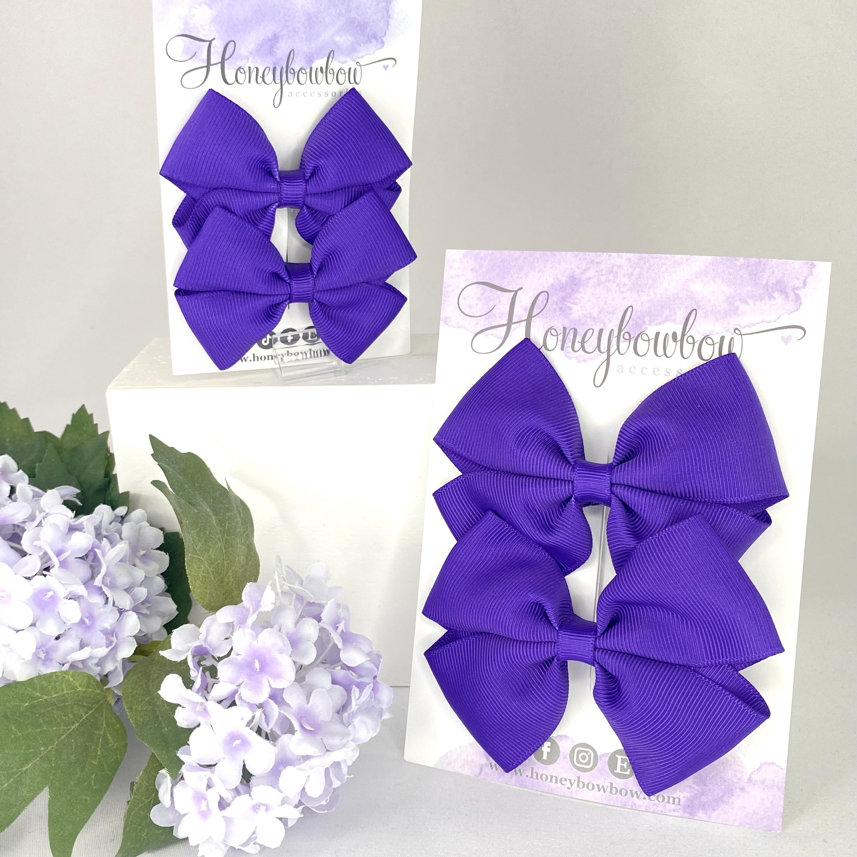 Regal Purple Hair Bows, Purple Hair Accessories, Dark Purple Hair