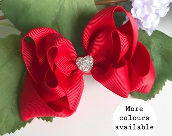 4.5” bowtique bow, Hair bow, 4.5" bowtique bow, big girl hairbow, double Bowtique bow, CLIPS