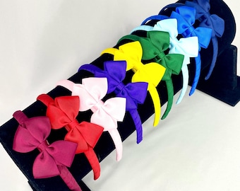 Ribbon headband, alice band with bow, Tux bow headband, ribbon head band, small bow head band, 2.5 inch tux bow headband