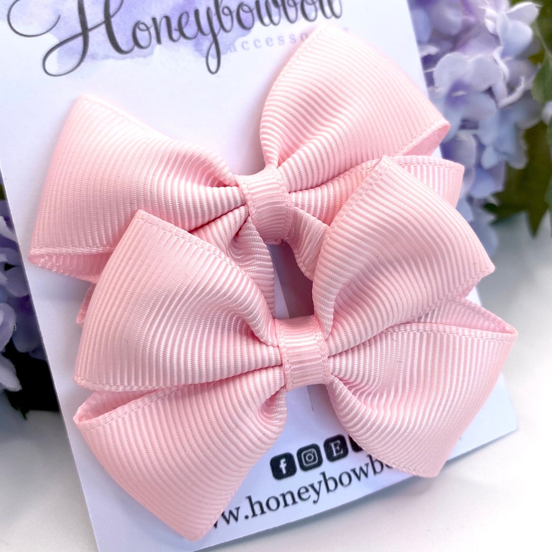 Pearl Pink Hair Bows, Pink Hair Clips, Baby Pink Hair Clips, Light Pink ...
