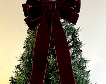 Wine Bow topper for Christmas tree, velvet bows for wreath, big velvet bow, 9 inch velvet bow, WREATH NOT INCLUDED