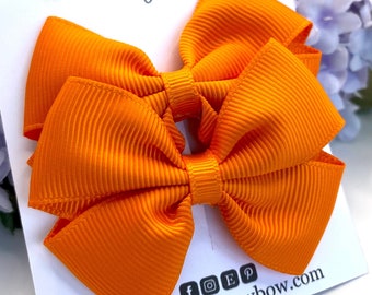 Orange hair bow, orange hair accessories, hair accessories orange, Halloween hair bow, orange hair clips, 2 and a half inch tux bows,