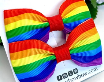 Rainbow bows, rainbow bow, rainbow hair bow, rainbow baby, rainbow hair clips