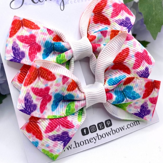 Butterfly Hair Clips, Butterflies Hair Bows, Butterfly Print 