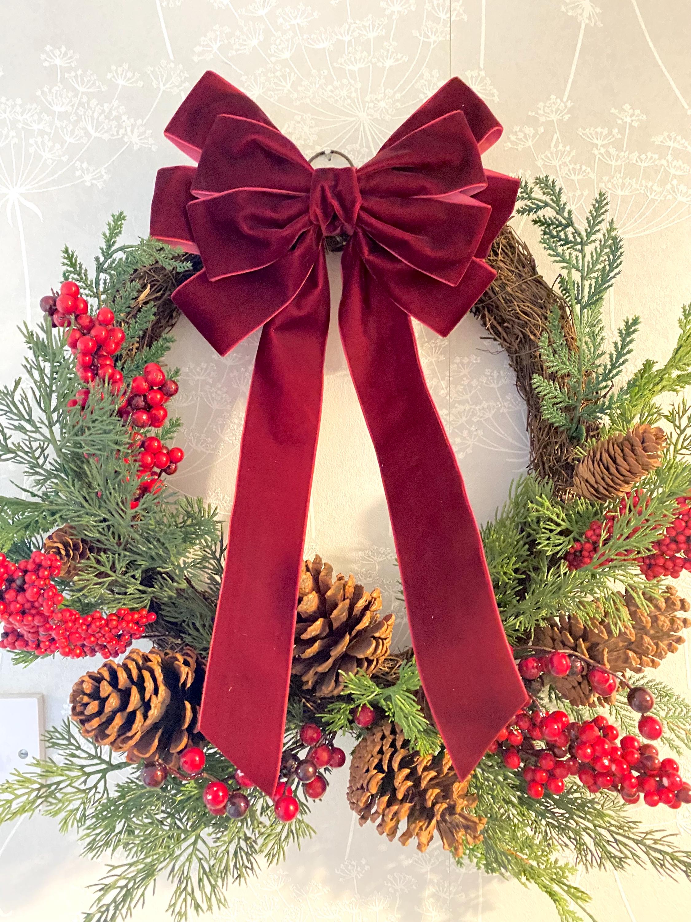 Puntale per albero di Natale con fiocco rosso e verde, puntali per albero di Natale con nastro - Italia