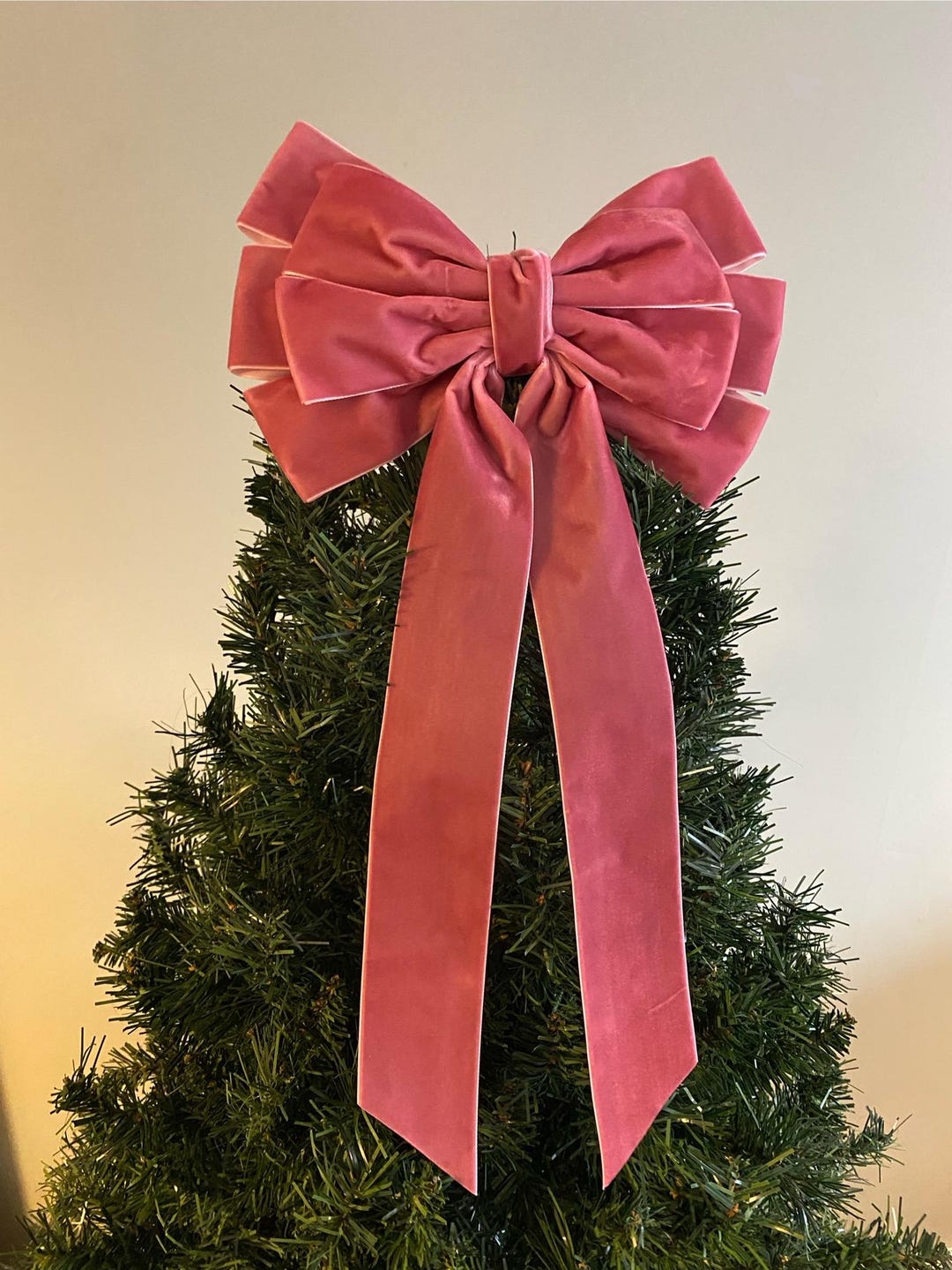 Dusky Pink Bow Topper for Christmas Tree, Bows for Wreath, Christmas ...